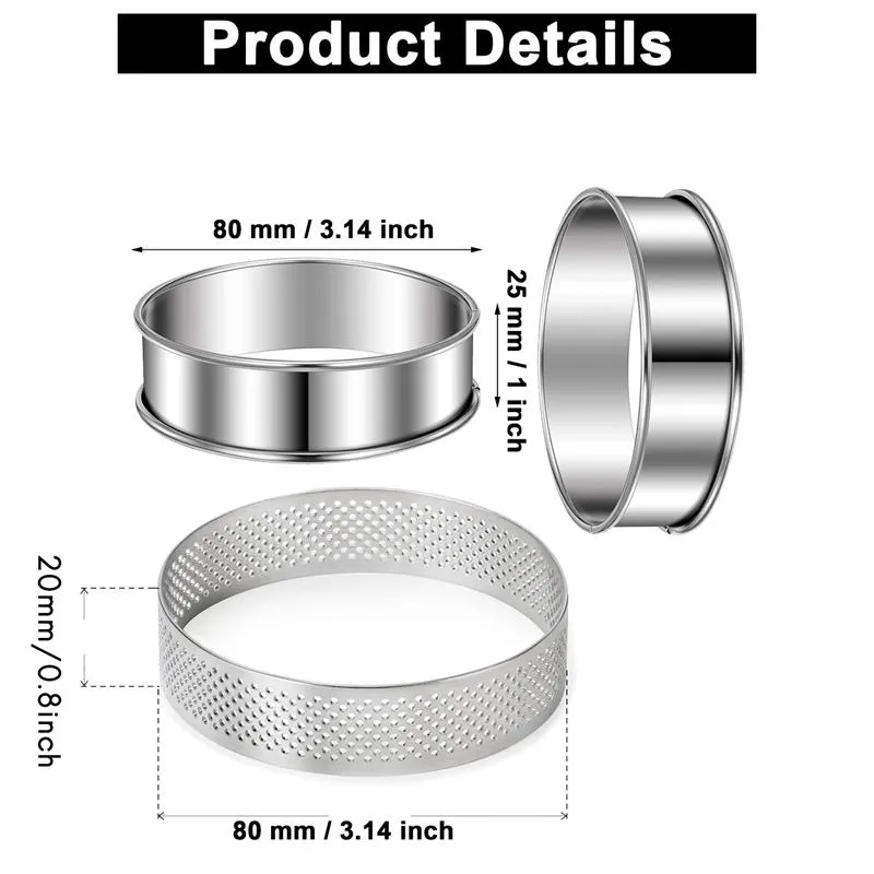 Promotion Stainless Steel Double Rolled Tart Rings And Perforated Cake Mousse Rings Rolled Muffin Rings Circle Ring Baking 194n