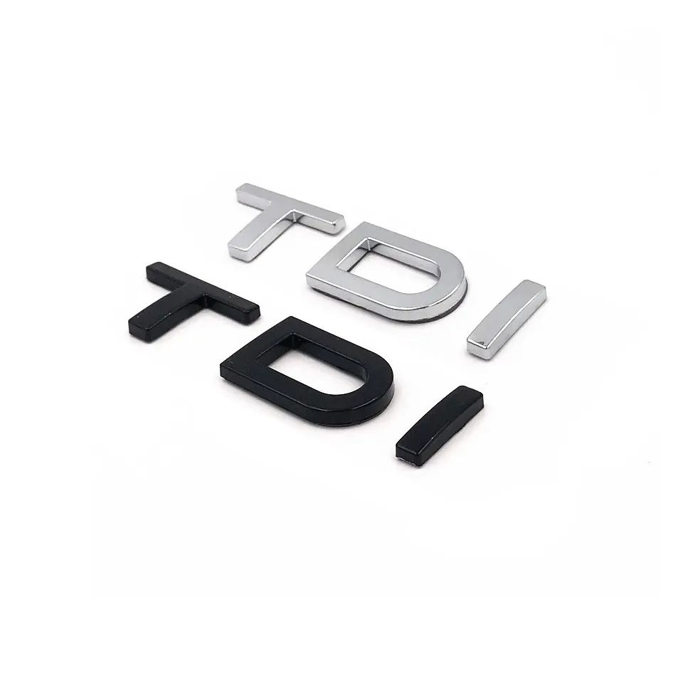 Letras pretas cromadas TDI Tampa do porta-malas Fender Emblemas Emblemas Emblema Emblema para A3 A4 A5 A6 A7 A8 S3 S4 R8 RSQ5 Q5 SQ5 Q3 Q7 Q84289123