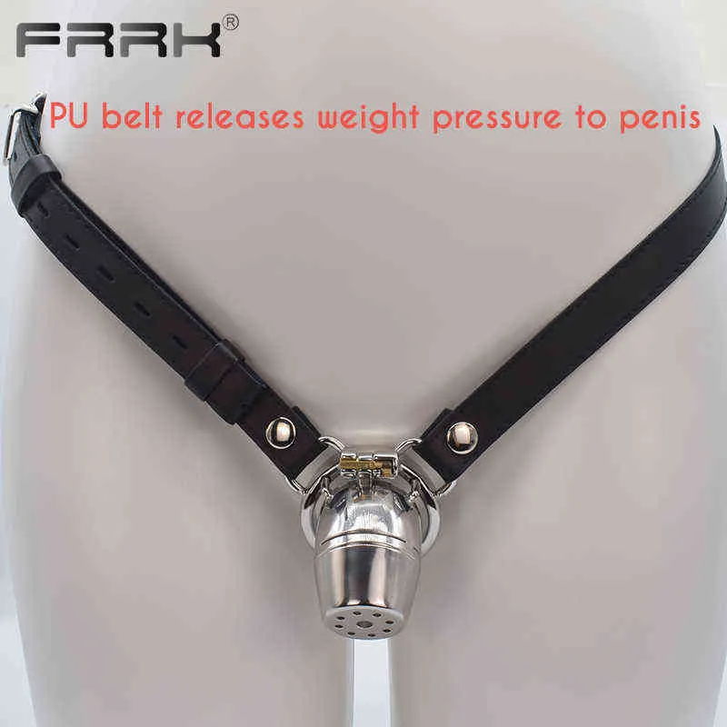 NXYCockrings FRRK Strapon Cage de chasteté avec dispositif de ceinture de bondage pour qu'elle puisse contrôler les anneaux de pénis en métal Tube de coq Intime BDSM Sex Toys 1126