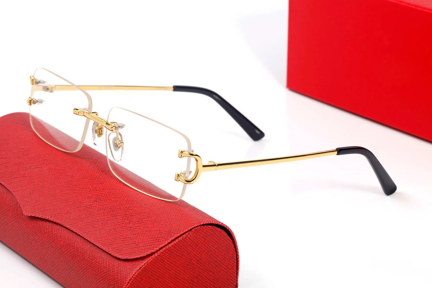 Vintage Optik Gözlükler Tasarımcı Güneş Gözlüğü Steampunk Büyük Kare Çerçeve Tarzı Şeffaf Mavi Kırmızı Kahverengi Siyah Lens Gözlük Com301s