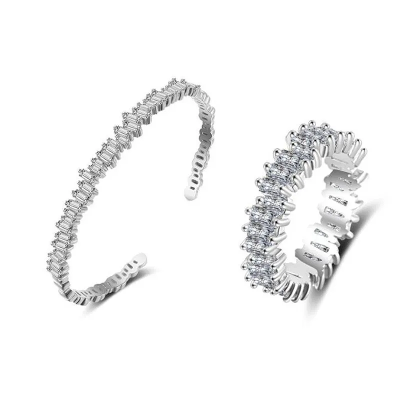 Choucong Brand Wedding Rings Luxury Jewelry Set 925 Sterling Silver T Princess Cut White Topaz CZ Diamond Promise Women Engagement197E