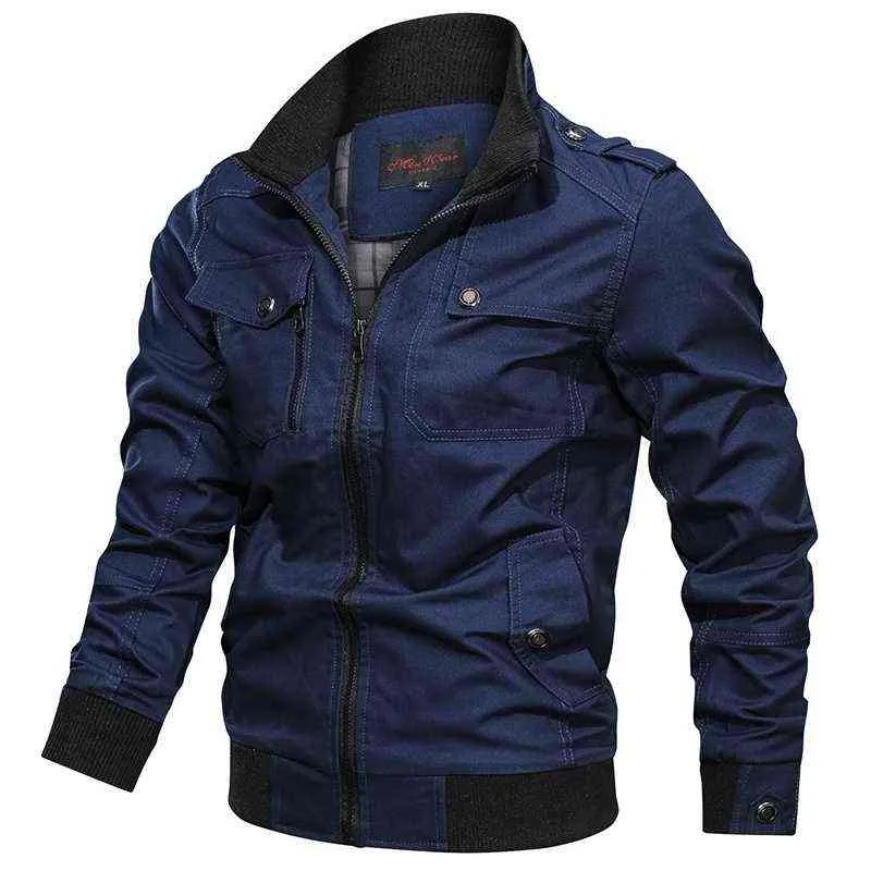 Bomber da uomo Primavera Autunno Casual Plus Size Militare Maschile Army Pilot Air Force Cargo Coat Giacca a vento 211126