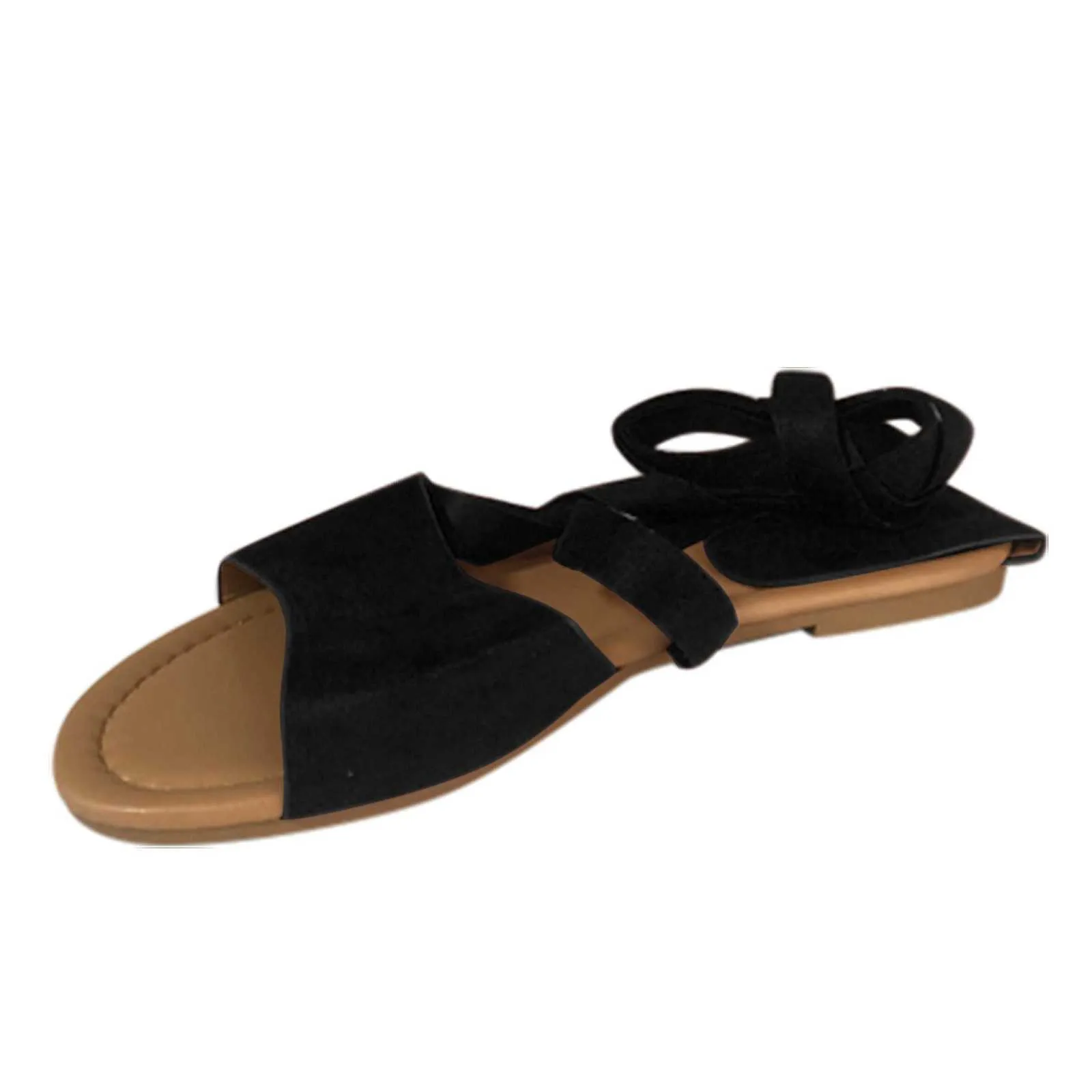 2021 Novas Mulheres Gladiador Sapatos Sandálias de Verão Fivela Strap Hollow Out Beach Feminino Feminino Feminino Calçado Flat Y0721