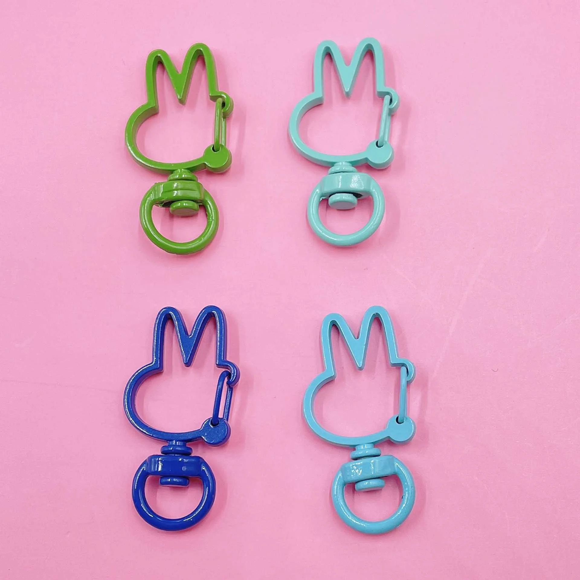 10 pièces en métal peint coloré 36x18mm joli lapin rotatif mousqueton connecteurs de porte-clés pour bricolage porte-clés fabrication de bijoux G1019