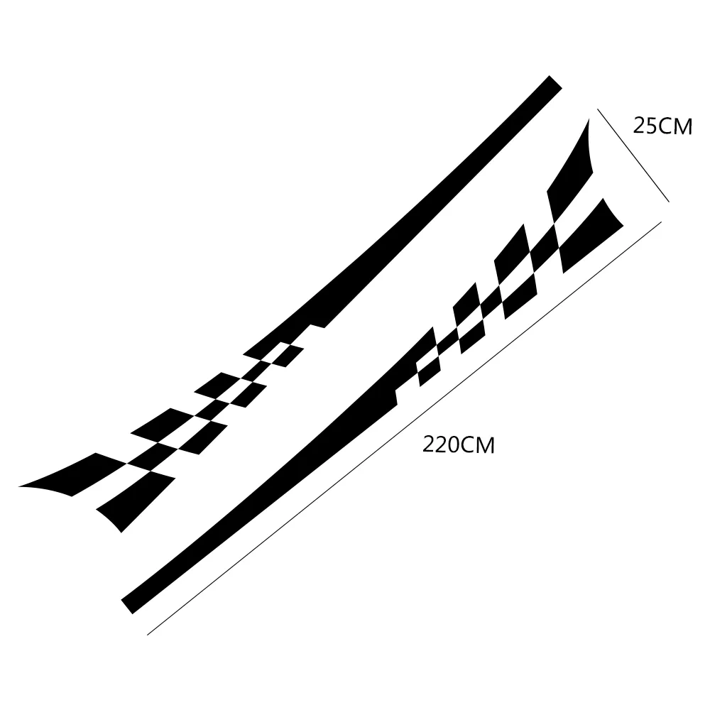 2ピースロット220x25cm両側レーシングステッカーカモフラージュストライプオート製品ラップビニールフィルムカーアクセサリー