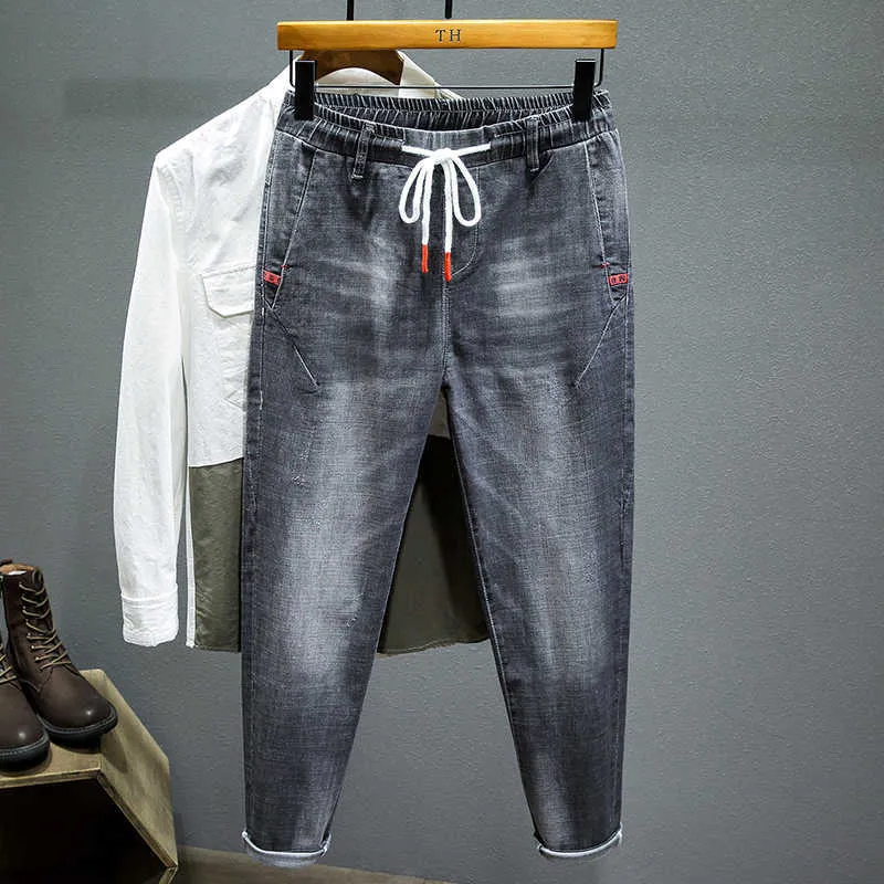 4XL 5XL 6XL 7XL Plus Size Jeans larghi leggeri Pantaloni stile Harem da uomo in stile classico elasticizzato da uomo 210531