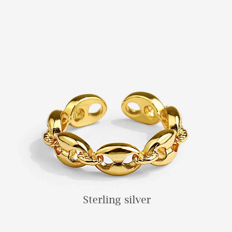 Kaffeebohne verstellbare Größe Gold versilbert Ring für Frauen Männer Gold Vintage Hochzeit Schmuck Schwein Nase Metall Mode einfaches Geschenk X0715