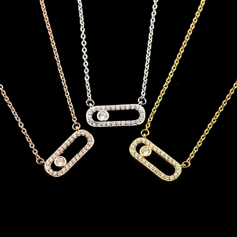 Style arabe cristal perle pendentif collier pour femmes bijoux de mariage délicat cadeau en acier inoxydable or rose 3 points sur collier ovale G1206