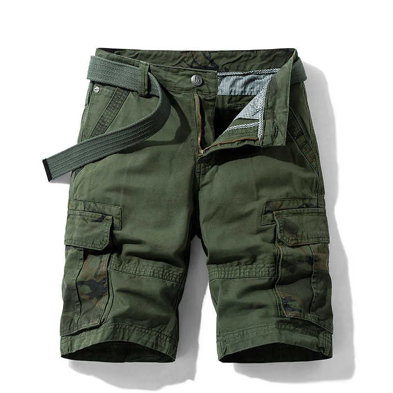 Été Camouflage Tactique Cargo Shorts Hommes Kaki Jogger Militaire Coton Casual Lâche 210713