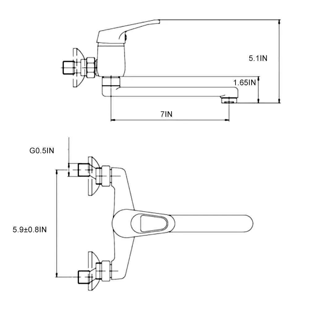 Keukenkraan Mixers Wandmontage Enkele Handvat Mixer Tap Sink Kraan Rotatie Koud Water Mixer MOP Pool Tap Basin Kraan 211108