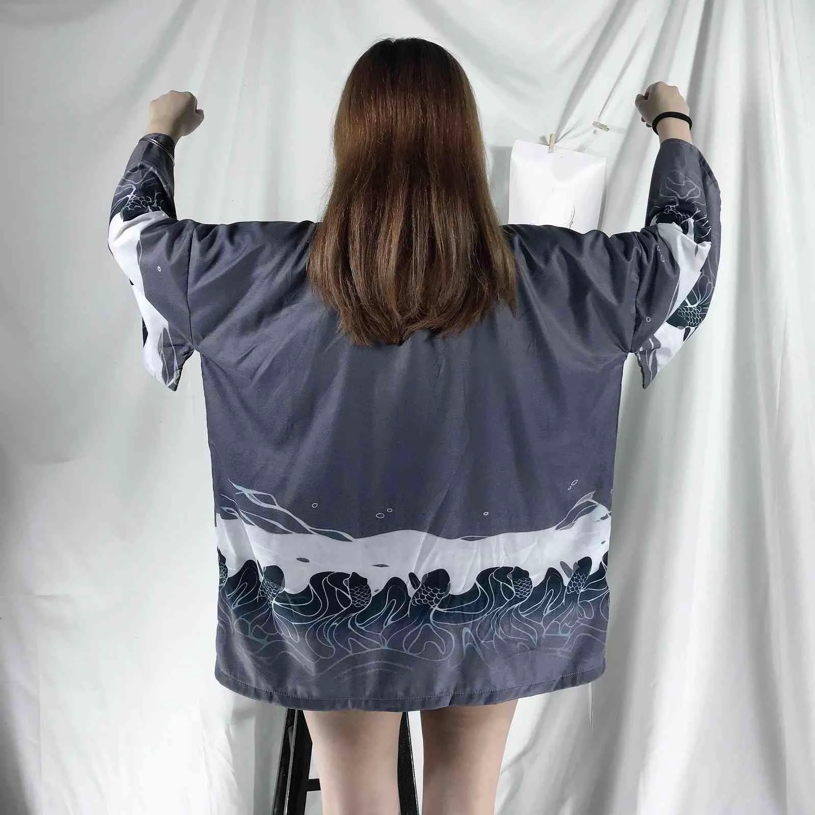 Summer Tops Japanese Kimono Cardigan Female Blouse Women Shirt Harajuku Kimonos Yukata Streetwear 210519