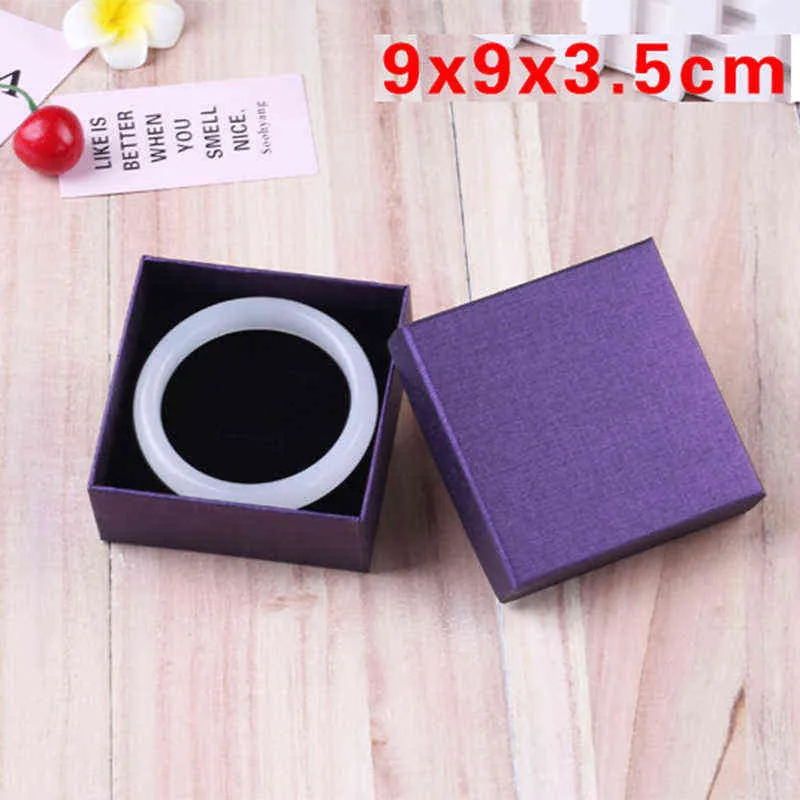 boîte d'emballage de bijoux carrés 9 * 7cm papier violet collier bague boucles d'oreilles bracelet cadeau pour la Saint-Valentin de haute qualité 211105