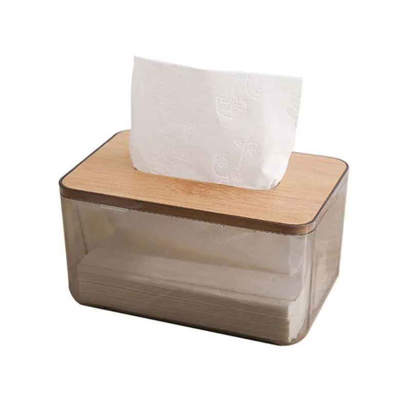 Bambu ahşap kapak plastik doku kutusu kağıt tutucu dağıtıcı ev depolama kutusu 210326278t