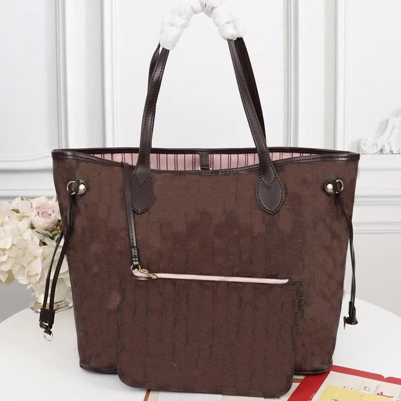 Shopping Totes Handväskor axelväskor Kvinnväska Lady Purses Brown Large Capacity Package äkta läderkoppling Fashion Quality T278C