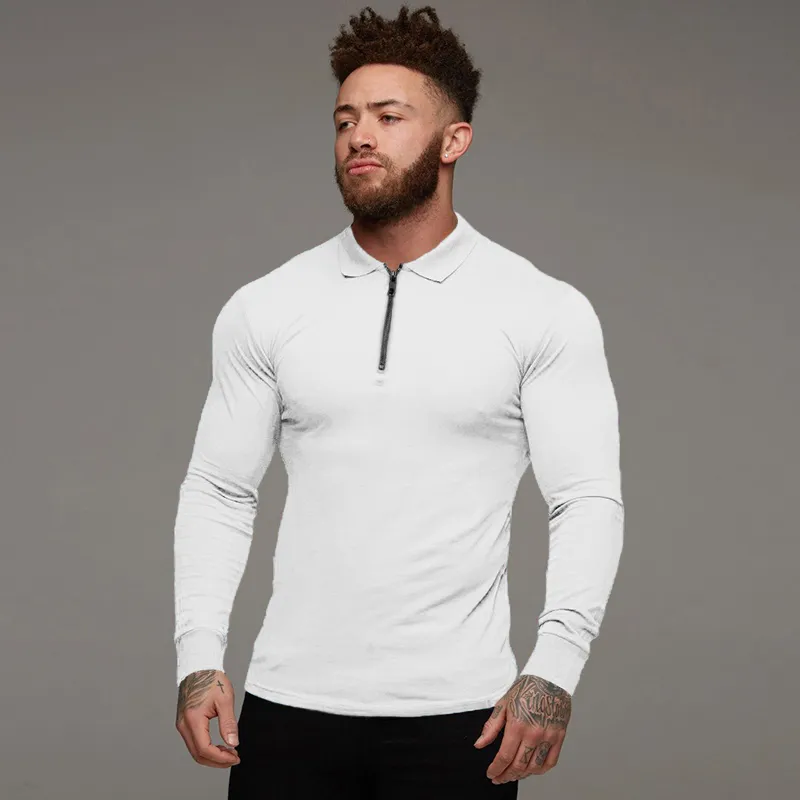 New Autumn Men Polo Shirt Brand Clothing Stretch Cotton Men Business Fashion Male Polo Shirt Long Sleeve Breathable Polo Shirt 210319