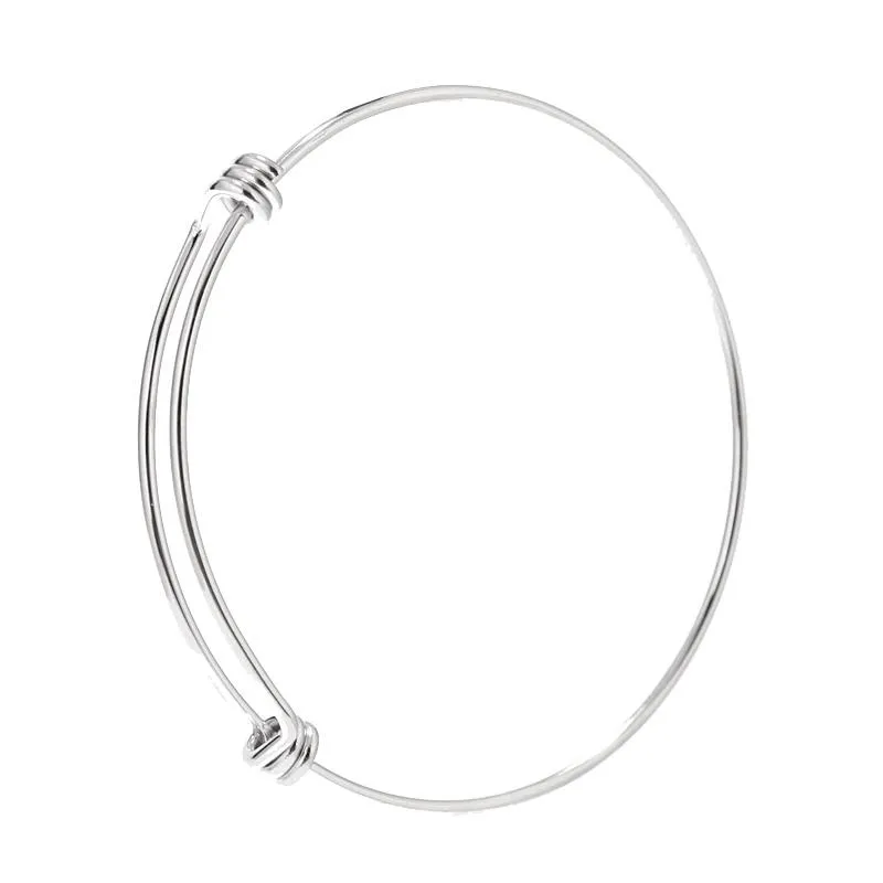 Bangle Stainless Steel Adjustable Wire Charm Bracelet 58 63mm For DIY Jewelry Bracelets Making Findings207I