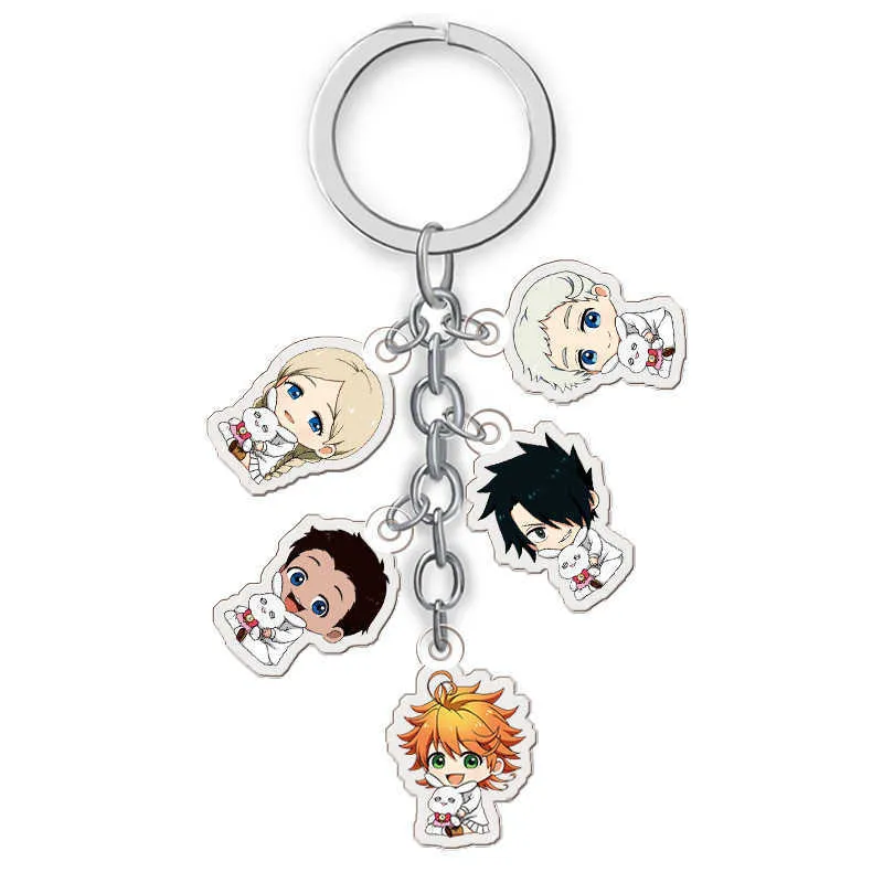 O prometido Neverland Acrylic Chaveiro Chaveiro Anime Yakusoku No Neverland Norman Ray Emma Cosplay Chaveiro Anel Figura Acessórios H0915