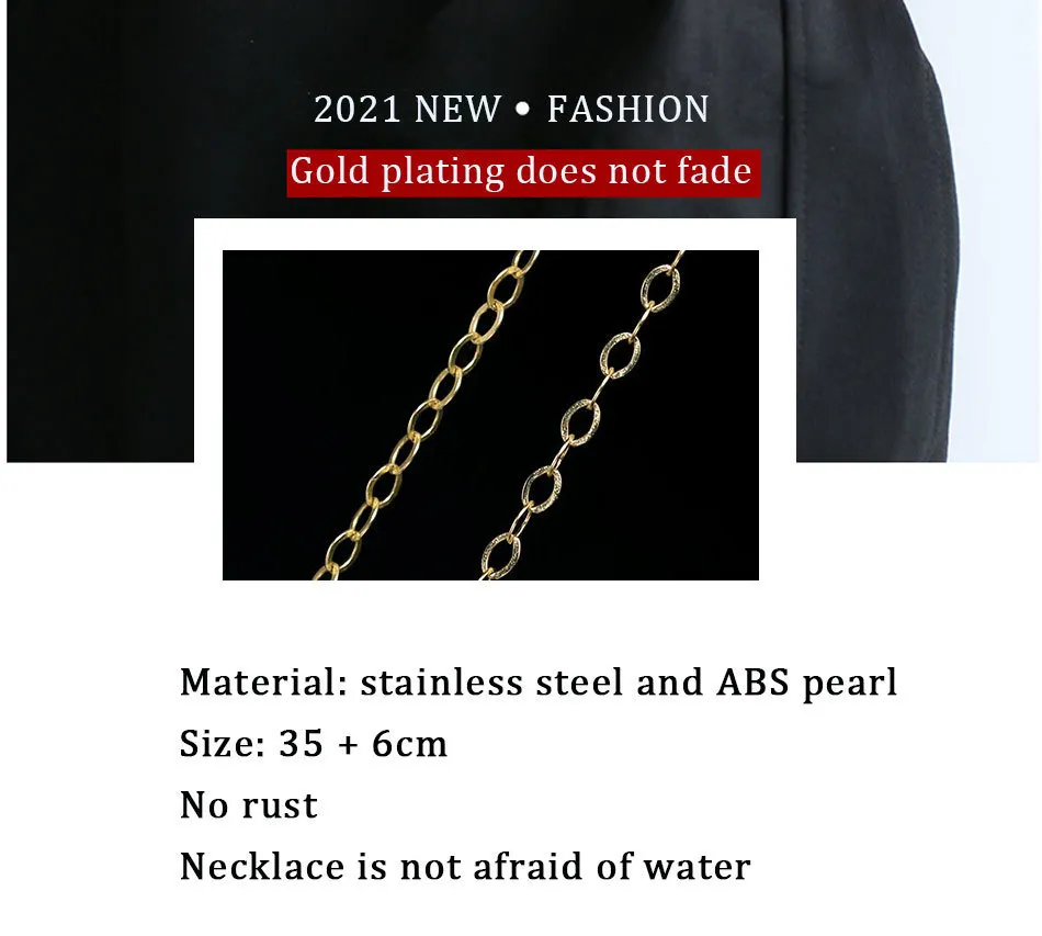 Catena SUQI sul collo Girocollo in ABS color oro color argento in acciaio inossidabile da pendenti con collana di perle gioielli da donna