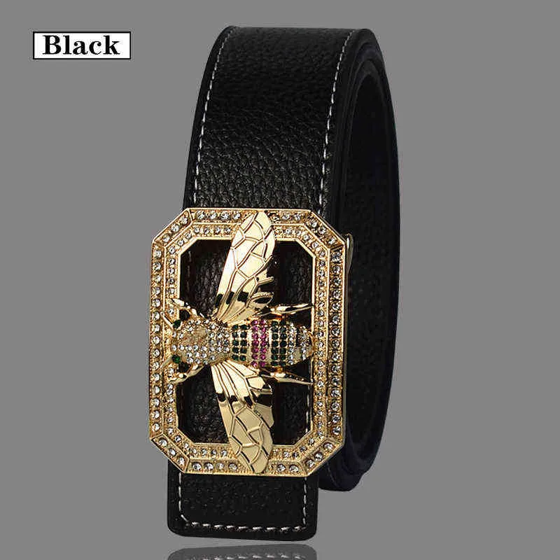 Luxe Merk Riemen voor Mannen Vrouwen Unisex Fashion Shiny Bee Ontwerp Gesp Hoge Kwaliteit Taille Shaper Lederen Riemen 220125