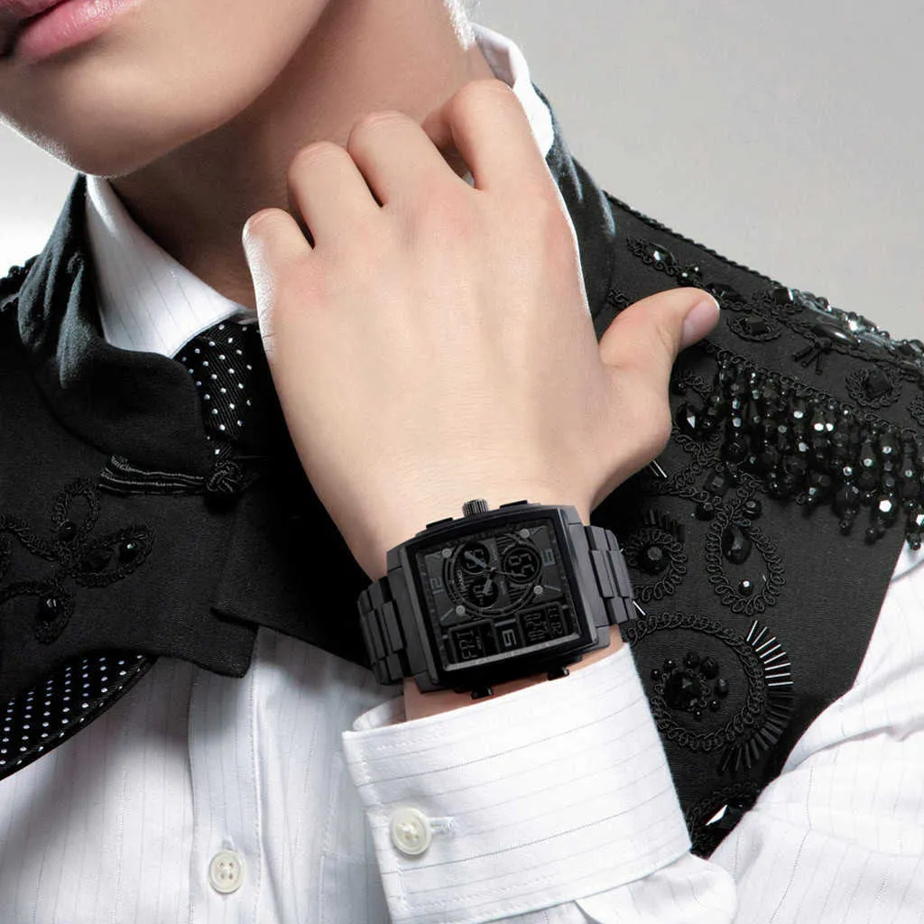 Мода на открытом воздухе спортивные часы Мужчины многофункциональные резиновые тактические светодиодные цифровые часы водонепроницаемые цифровые кварцевые часы Reloj G1022