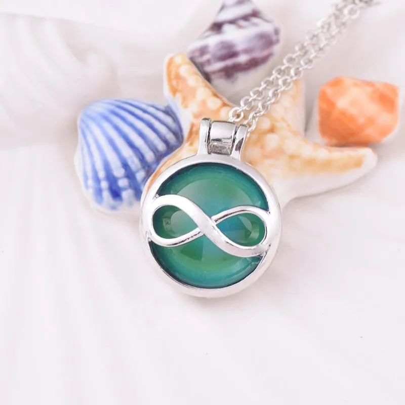VisionMood Openable Infinity 2 In 1 Pendant Choker Mood Necklace Temperature Change Color Feeling Emotional Woman Necklaces2953