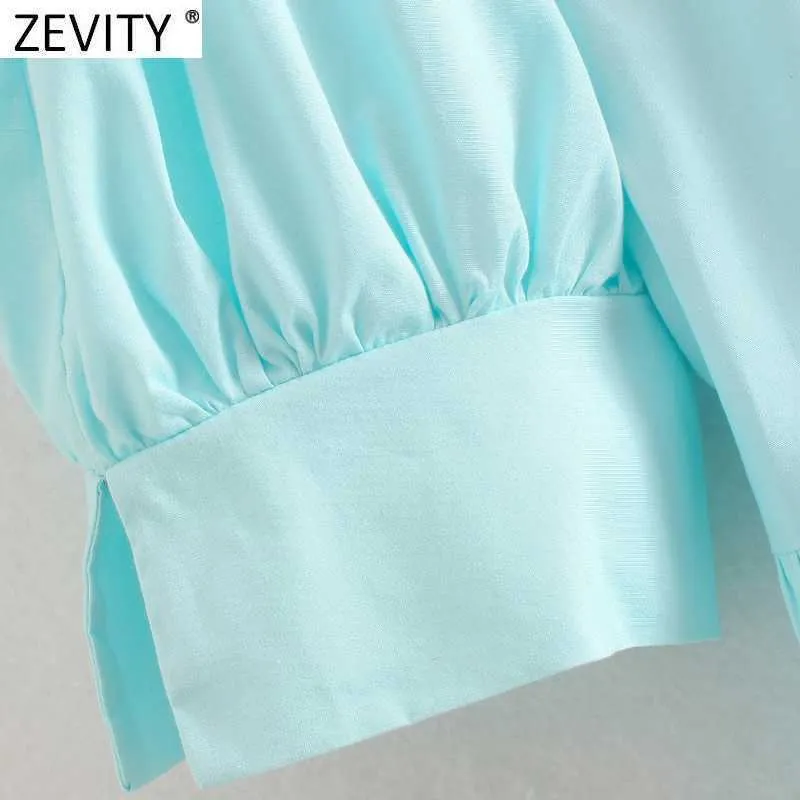 Zeveity Woman Fashion V вырезы Plif Pet Pet Pleet Puffuls повседневные пэчворки оборками рубашка платье Femme Chic Charded Retro MIDI Vestido DS8508 210603