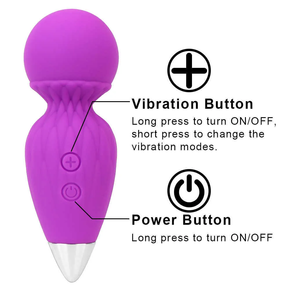 Massage Produkter Mini Clitoris Stimulator Kraftfull Av Rod Vibrator 10 Frekvens Magic Wand Erotiska Leksaker För Vuxen Sexig kvinna