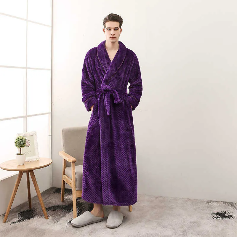 Accappatoio da donna Autunno Inverno Caldo Homewear Terry Robe Solido Manica lunga Spessore Casual Vestaglia Abbigliamento dormire 210901
