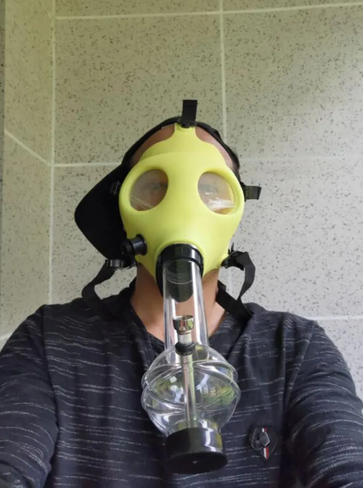 Газовая маска с акриловым курильными силиконовыми трубами табак Shisha дымовые трубы воды