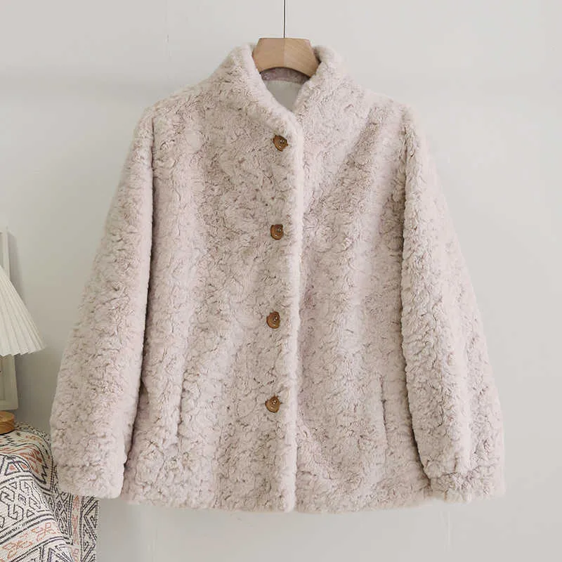 Słodki Pink Faux Fur Coat Kobiety Zima Vintage Stojak Kołnierz Puszyste Faux Rabbit Fur Kurtka Grube Ciepłe Futra Plus Rozmiar 3XL 211019