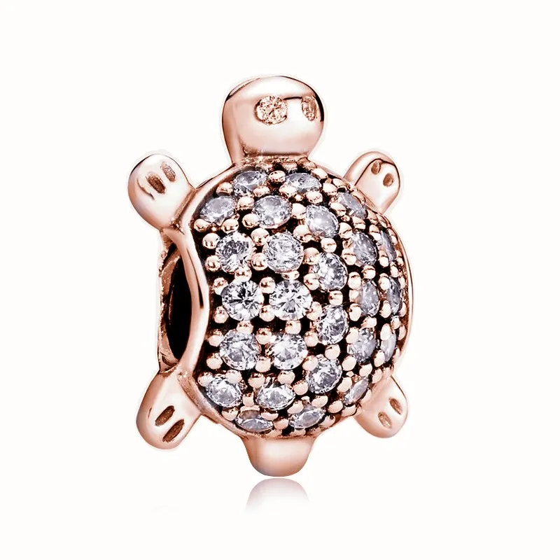 2022 Original 925 silver beads Rose Gold Sparkling Heart Lock Key Pendant Beads Charm Fit Pandora Charms Bracelets Women DIY Jewel321J