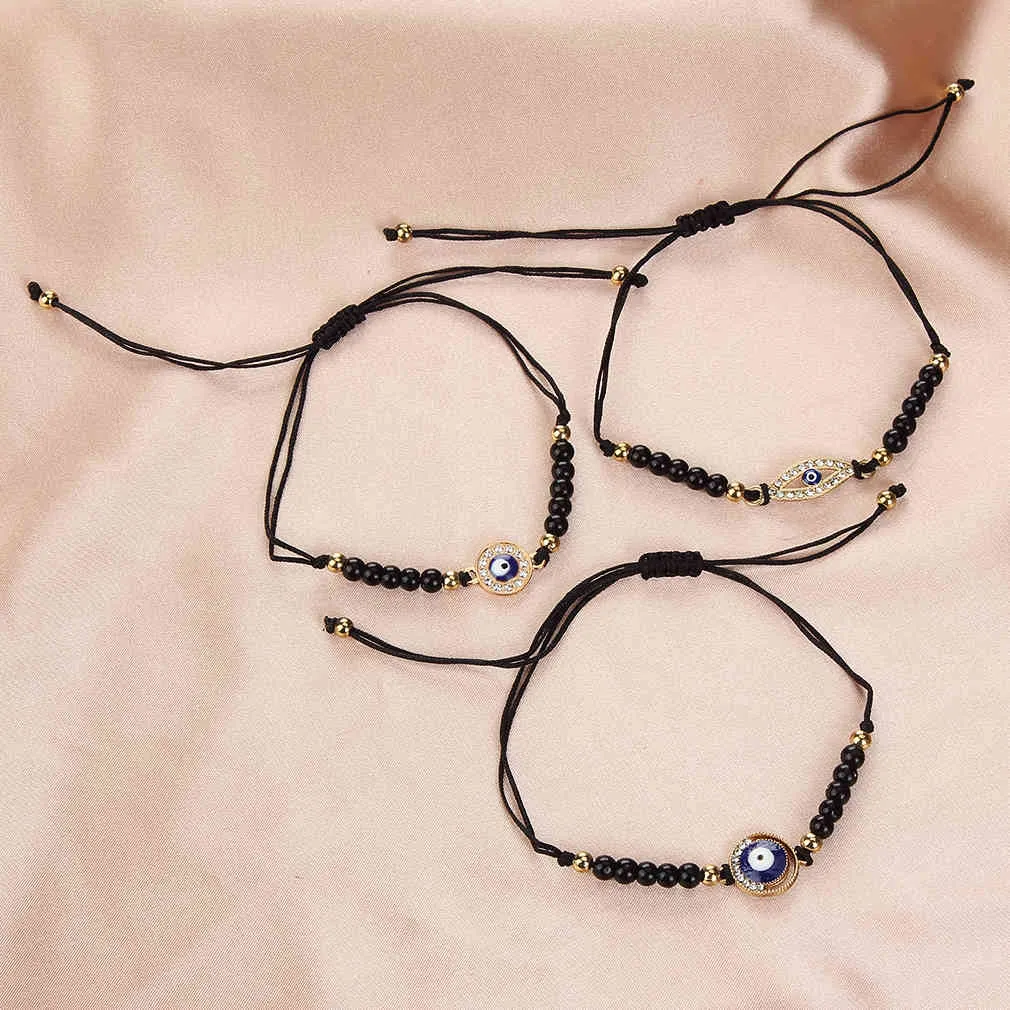 Zomer et Tree of Life Evil Eye Beads Anklet armbanden kristal fatima hand verstelbare gevlochten armband ingesteld voor dames9255791