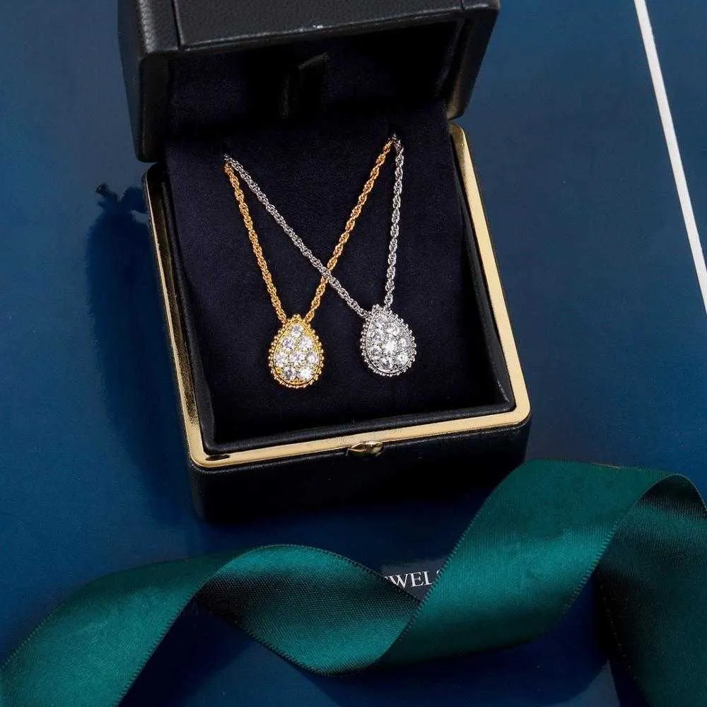 Marque pur 925 bijoux en argent Sterling pour les femmes goutte d'eau diamant pendentif collier en or mignon belle conception Fine Luxury2589551