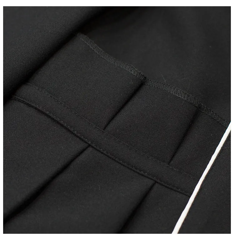 Blazer da donna autunno moda nero manica lunga telai sopra il ginocchio colletto rovesciato vestito pieghettato vestito QB668 210510