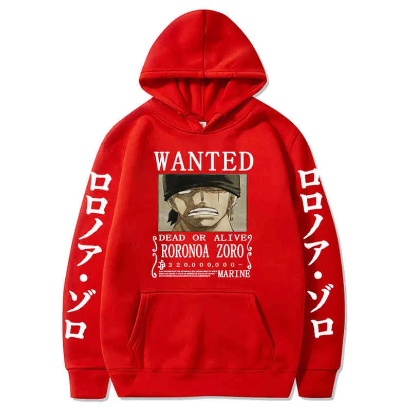 One Piece Hoodie Printed Anime Pullover Sweatshirts Roronoa Zoro Long Sleeve Hoodies Unisex Streetwear Tops H1227