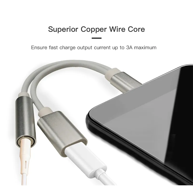 USB-C till 3,5 AUX Audio Cable 2in1 USB Typ C till 3,5 mm Jack Audio Splitter USB C Earphone Cable Charging Adapter