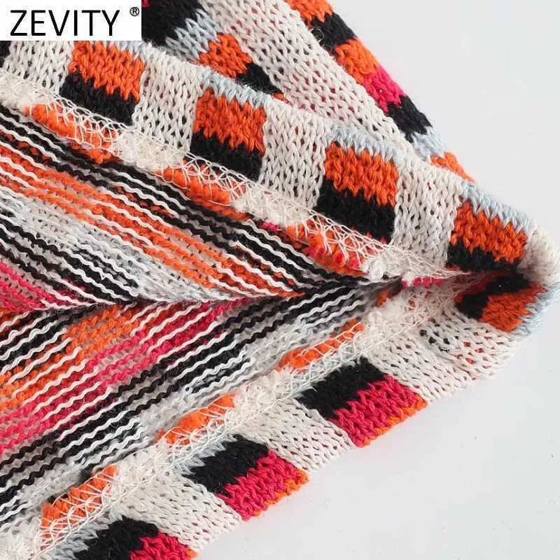 Zeveity Женщины Vintage V-Wee Houndhed Houngstooth Защелки к крючке Тонкое платье слинг женское шикарное лето бренд вечеринка MIDI VESTIDO DS8120 210603