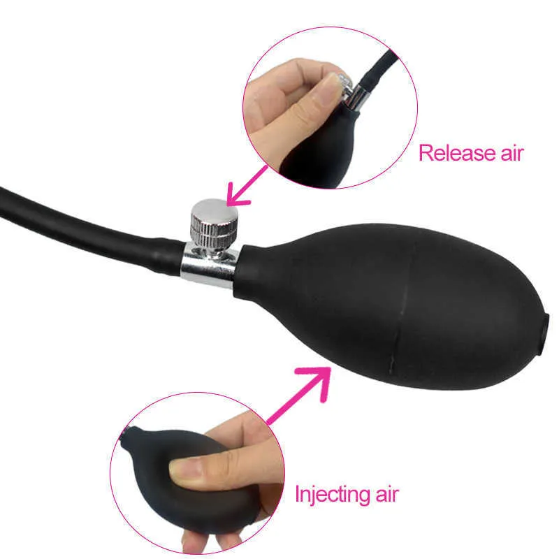 Massagem inflável butt plug anal bolas sextoy construído em contas de metal buttplug vaginal dilatador anal bomba brinquedos sexuais para adultos gay men1210187