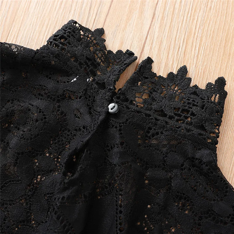 Fashion Women Hollow Lace Floral Top Sexy Black Blouse Turtleneck Blouse Summer Spring Ladies Elegant Long Sleeve Pullover Shirt X0521