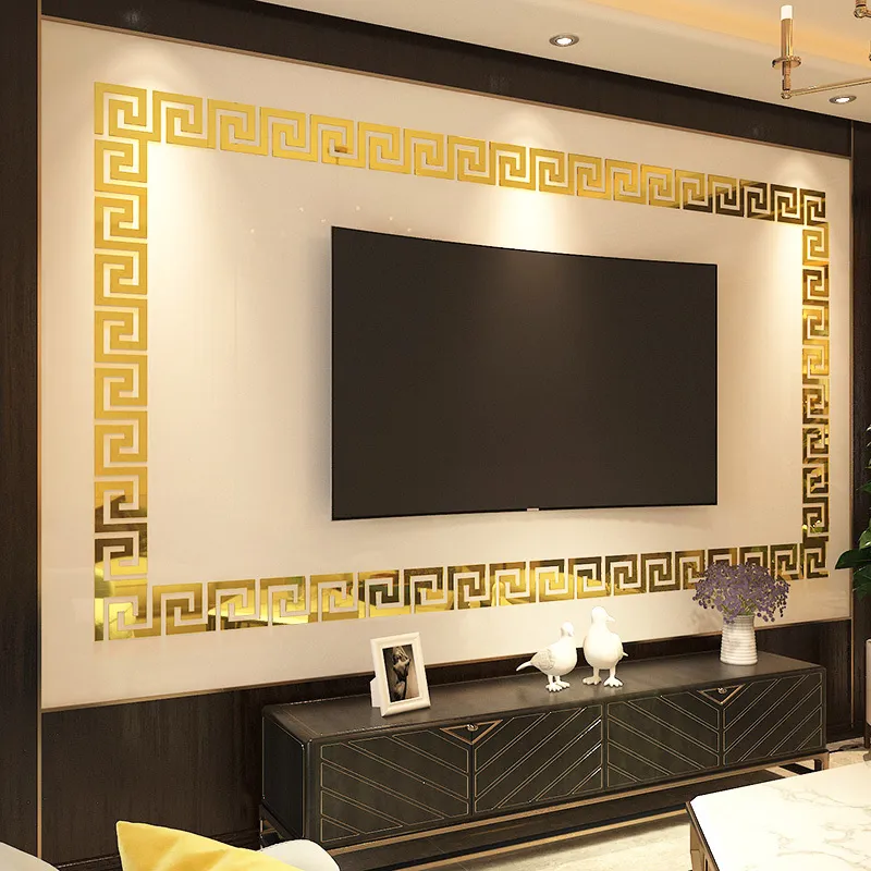 Miroir taille ligne acrylique mur décor autocollant maison salon autocollant salle de bain acrylique Art décoration 100 pièces 6*6 cm 220217