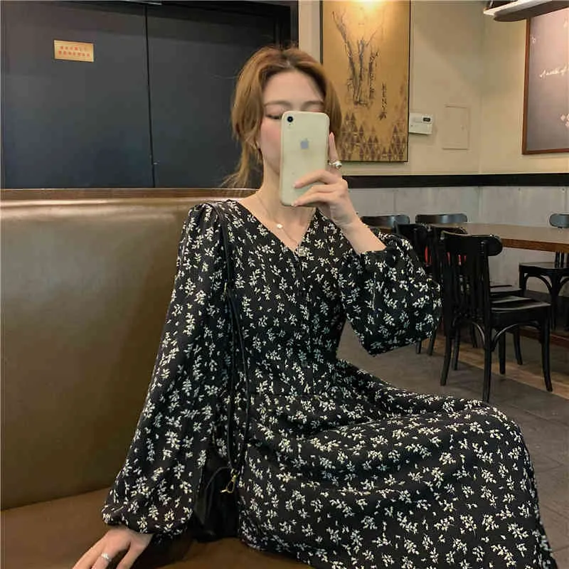 Large Size 4XL Women's Dress Spring Versatile Long Sleeve Floral Woman Loose and Thin Vestido De Mujer 13012 210427