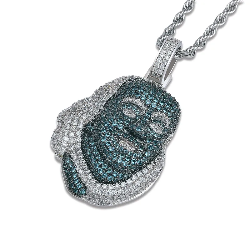 Blueface Benjamin Piece Pendant Zircon Hip-Hop Hipster Chain Necklace Bling Charm smycken koppar med 18k guldplatat262d