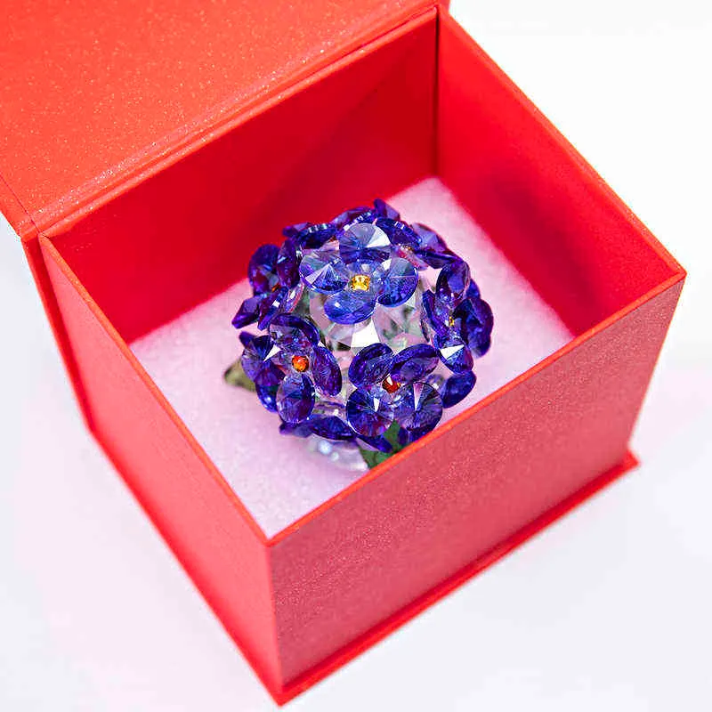HD Kristal Ortanca Heykelcik Sanat Cam Çiçek Rüyalar Koleksiyonu Süsleme Paperweight Ev Düğün Dekor Hediyelik Eşya Hediye Lady 211108
