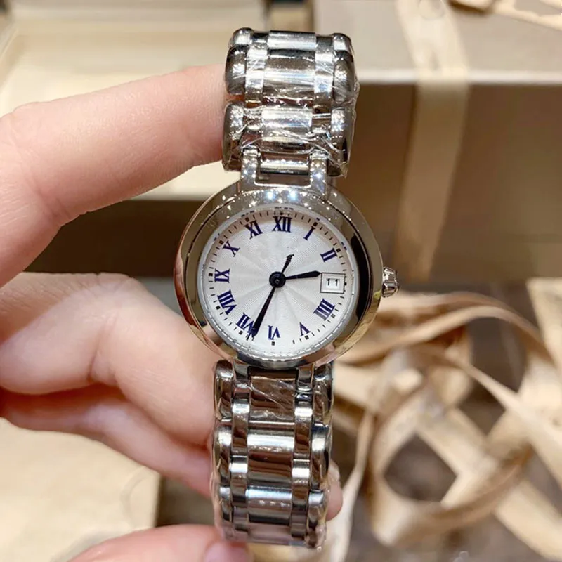 mode design géométrique en acier inoxydable date montre pour les femmes signe logo horloge à quartz argent numéro romain montre-bracelet