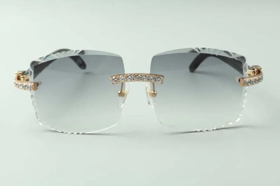 2021 Designers XL Diamonds Solglasögon 3524022 Skäringslins Naturliga svarta buffelhorn Glasögon Storlek 58-18-140mm296z