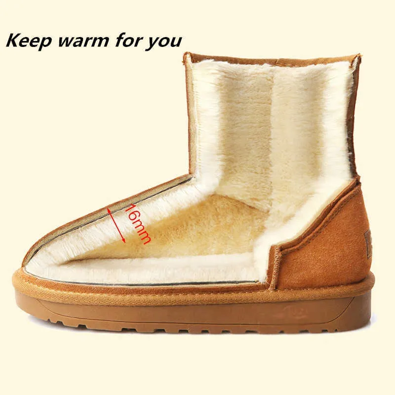 ZUZI Märke Vinter Snöskor för män och kvinnor Australien stil Äkta läder Ankel Vattentäta varma korta skor 211019