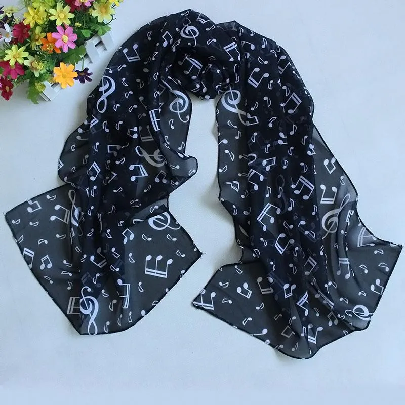 Foulards ACC Châle Wrap Femmes Écharpe Note de Musique Imprimé Lady Mousseline de Soie Vêtements Accessoires Mode AIC88248H