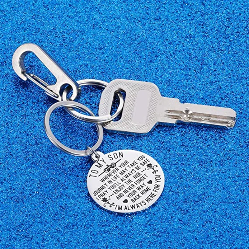 À mon fils/fille amour cadeau porte-clés porte-clés en acier inoxydable meilleure idée cadeau père mère pour fils/fille