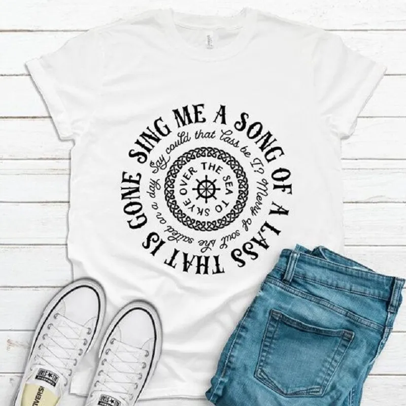 Sjung sång brev tryckt 100% bomull Casual rolig cool grunge kvinnor T-shirt harajuku hipster tumblr ulzzang tee topp 210518