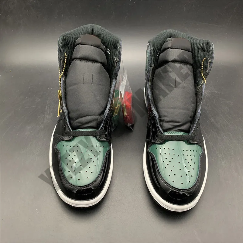 2019 1 SOLYFLY X 농구 신발 1S 블랙 그린 특허 가죽 상단 디자이너 새로운 패션 망 트레이너 스포츠 스니커즈 크기 7-12